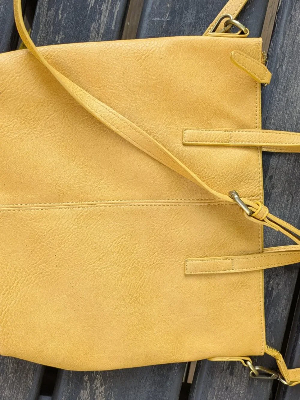 Yellow/Dijon Joy Susan Women's Kim Top-Zip Medium Tote Handbag Vegan Leather.